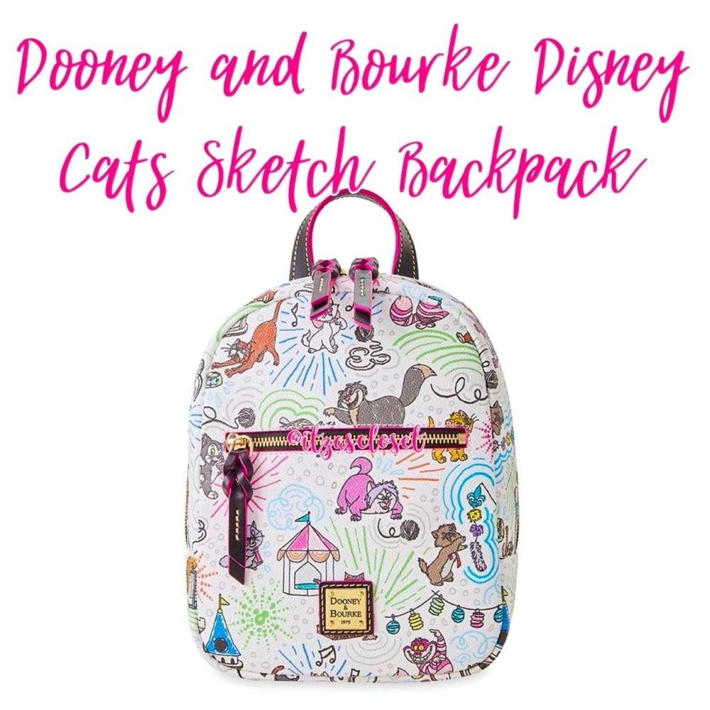 Disney Dooney & Bourke Bag - Disney Cats Sketch - Backpack NWT